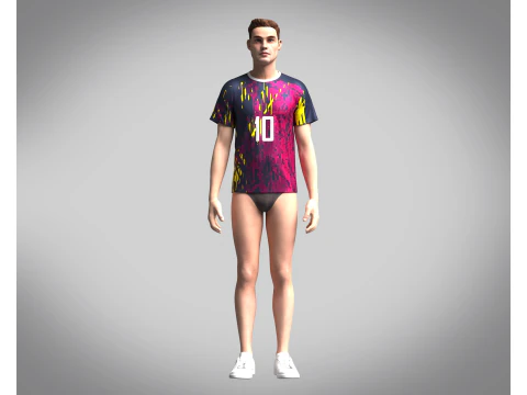 Soccer Purple Jersey Player-10 3D Model