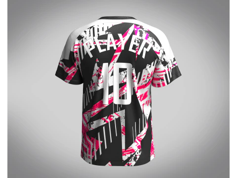 Soccer Black with multi color Jersey Player-10 3D Model