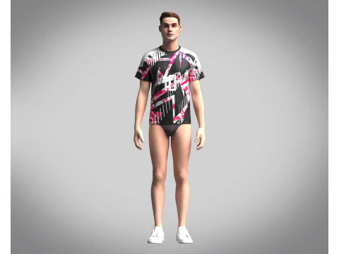 Soccer Black with multi color Jersey Player-10 3D Model