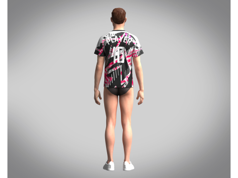 Soccer Black with multi color Jersey Player-10 3D Model