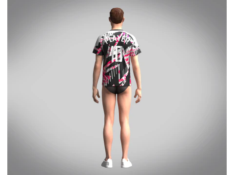 Soccer Black with multi color Jersey Player-10 3D Model