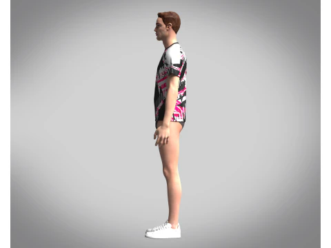 Soccer Black with multi color Jersey Player-10 3D Model