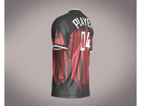 Soccer Black Jersey Player-04 Model 3D
