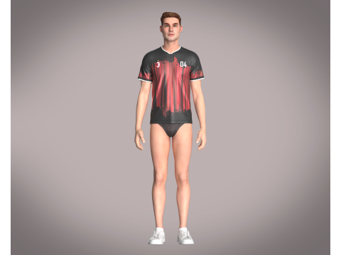 Soccer Black Jersey Player-04 Model 3D