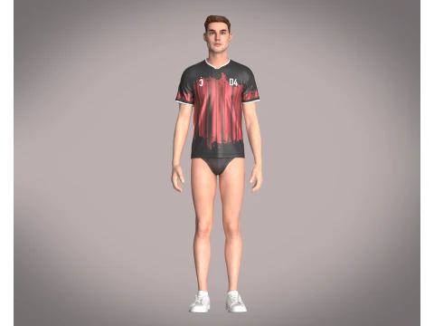 Soccer Black Jersey Player-04 3D Model