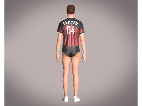Soccer Black Jersey Player-04 Model 3D