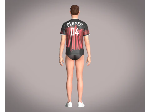 Soccer Black Jersey Player-04 3D Model