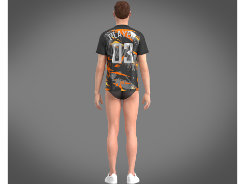 Soccer Black jersey Player 03 3D 모델