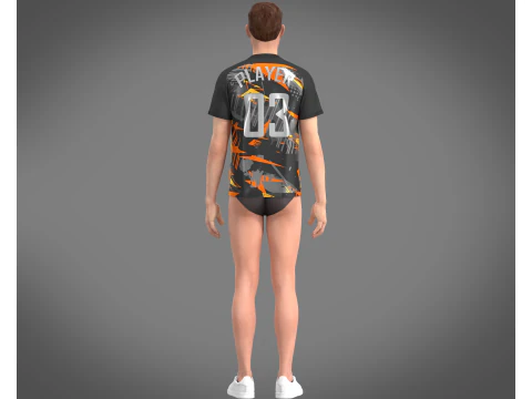 Soccer Black jersey Player 03 3D Model