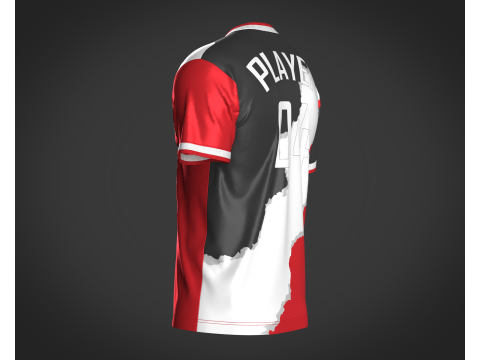 Soccer Black and Red Jersey Player-04 3Dモデル