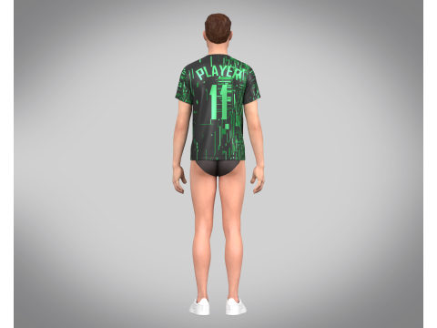 Soccer Black And Green Football Jersey Player-11 Modelo 3D