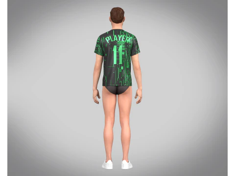 Soccer Black And Green Football Jersey Player-11 3D Model