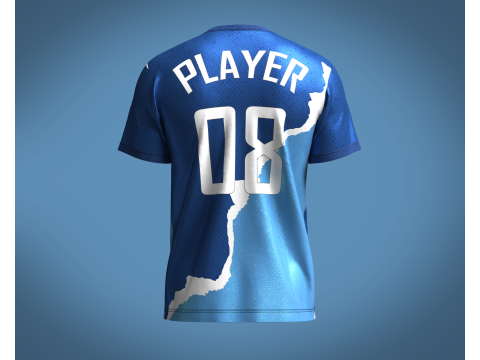 Soccer Blue and White Jersey Player 08 3D 模型
