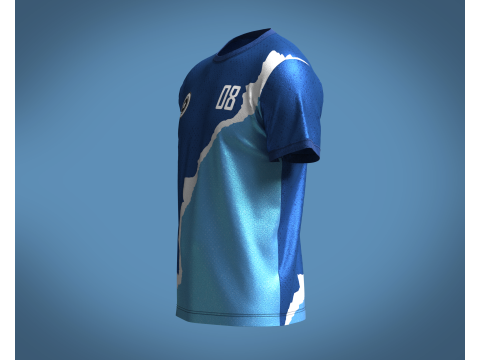 Soccer Blue and White Jersey Player 08 3D 模型