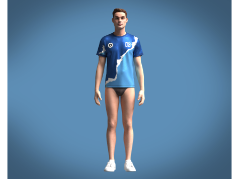 Soccer Blue and White Jersey Player 08 3D 模型