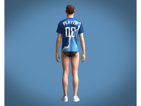 Soccer Blue and White Jersey Player 08 3D 模型