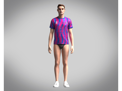 Soccer Blue And Red Jersey Player-11 Modelo 3D