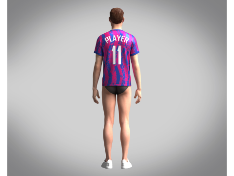 Soccer Blue And Red Jersey Player-11 Modelo 3D