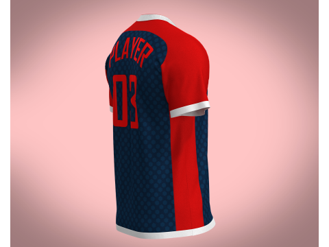 Soccer Blue And Red Jersey Player-03 3D Model