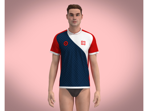 Soccer Blue And Red Jersey Player-03 3D Model