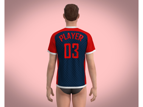 Soccer Blue And Red Jersey Player-03 3D Model