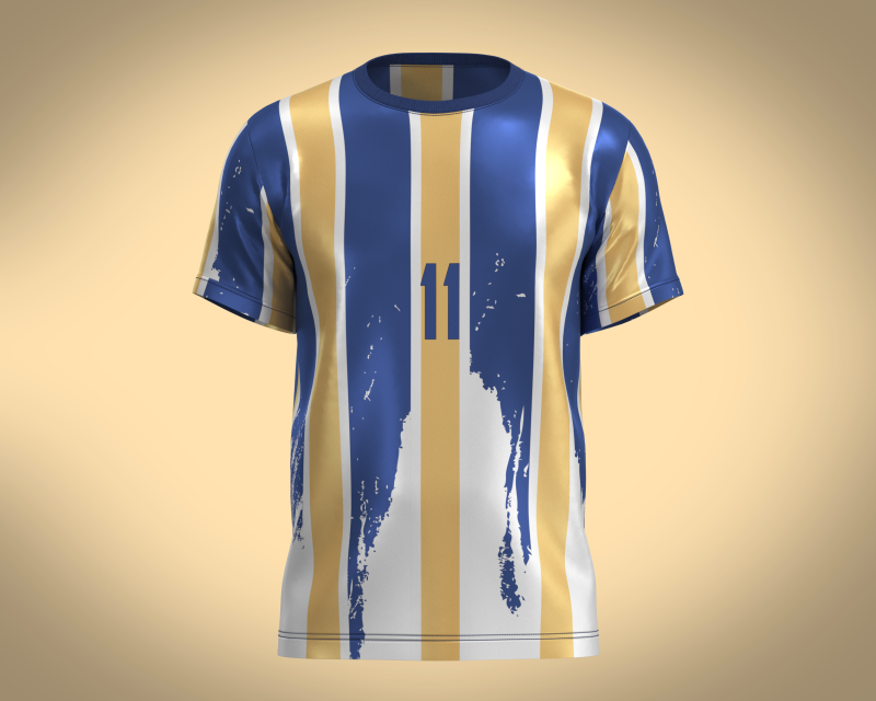 Soccer Blue And Orange Sports Jersey Player-11 Model 3D .c4d .max .obj .3ds .fbx .stl .blend 