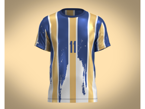 Soccer Blue And Orange Sports Jersey Player-11 3D Model