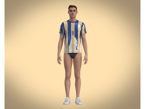 Soccer Blue And Orange Sports Jersey Player-11 Model 3D