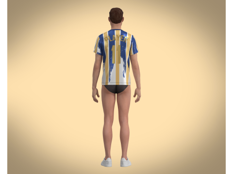 Soccer Blue And Orange Sports Jersey Player-11 Model 3D