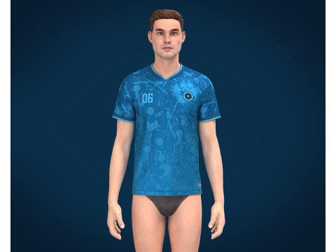 Soccer Blue jersey Player-06 3D 模型