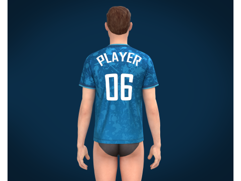 Soccer Blue jersey Player-06 3D 模型