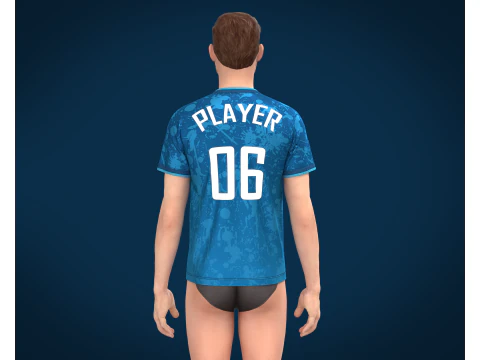 Soccer Blue jersey Player-06 3D Model