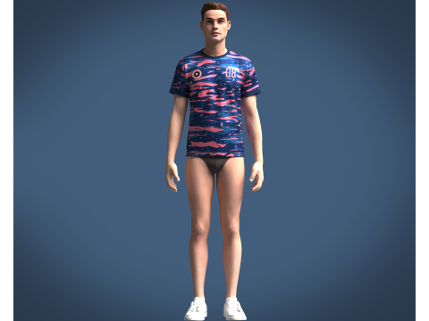 Soccer Blue Jersey Player 08 3D 模型