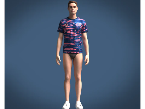Soccer Blue Jersey Player 08 3D Model
