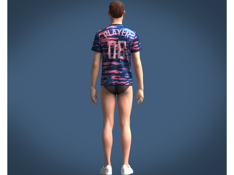 Soccer Blue Jersey Player 08 3D 模型