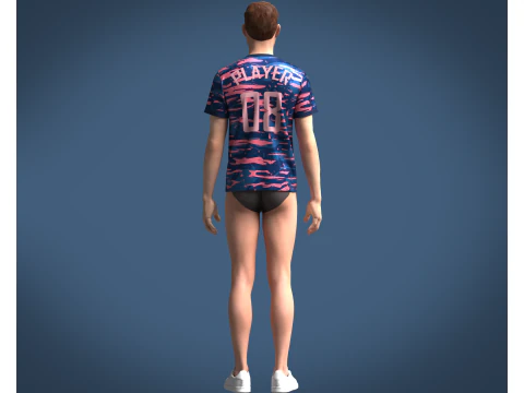 Soccer Blue Jersey Player 08 3D Model