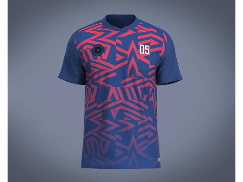 Camisa Azul Futebol Jogador 05 Modelo 3D
