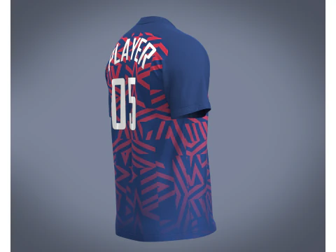 Soccer Blue jersey Player 05 3D Model