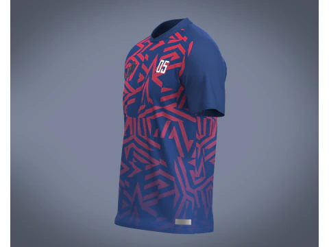 Soccer Blue jersey Player 05 3D Model
