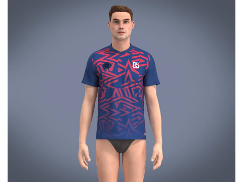Soccer Blue jersey Player 05 3D Model