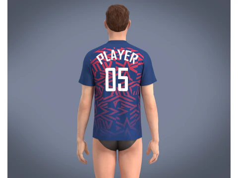 Soccer Blue jersey Player 05 3D Model