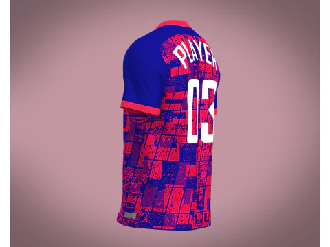 Soccer Blue jersey Player 03 V2 3D Model