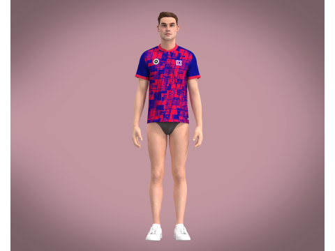 Soccer Blue jersey Player 03 V2 Model 3D
