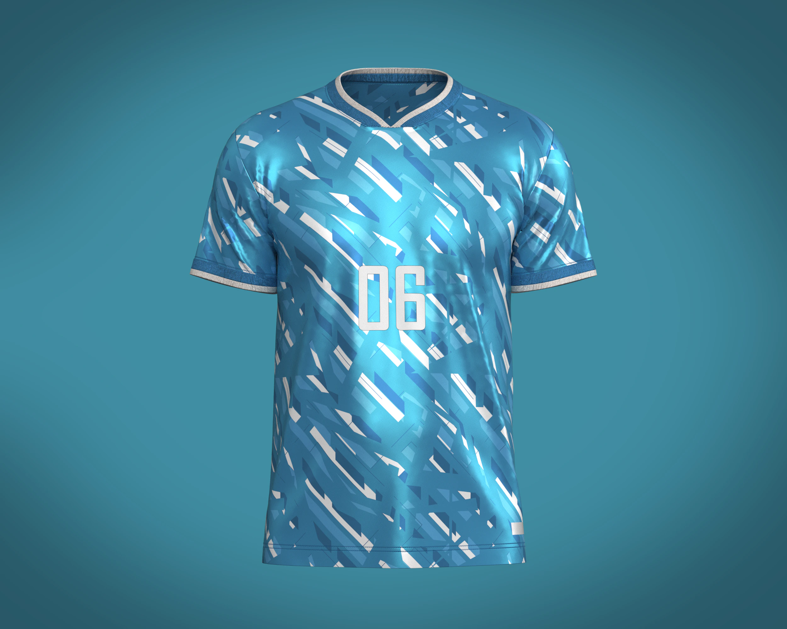 Soccer Blue And White Stripe jersey Player-06 3D Model .c4d .max .obj .3ds .fbx .stl .blend 