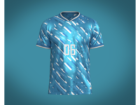 Soccer Blue And White Stripe jersey Player-06 3D Model