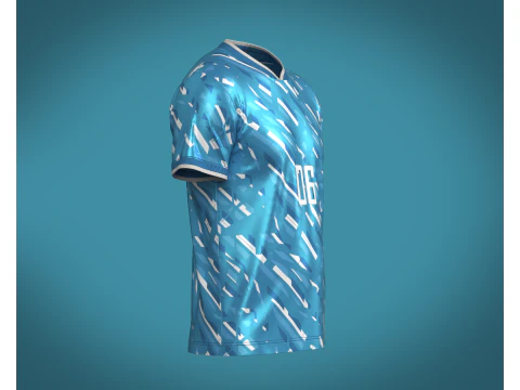 Soccer Blue And White Stripe jersey Player-06 3D Model