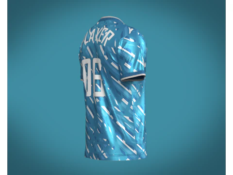 Soccer Blue And White Stripe jersey Player-06 3D Model