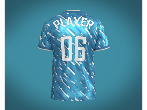 Soccer Blue And White Stripe jersey Player-06 3D Model
