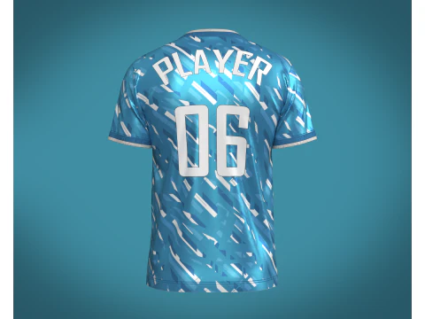 Soccer Blue And White Stripe jersey Player-06 3D Model
