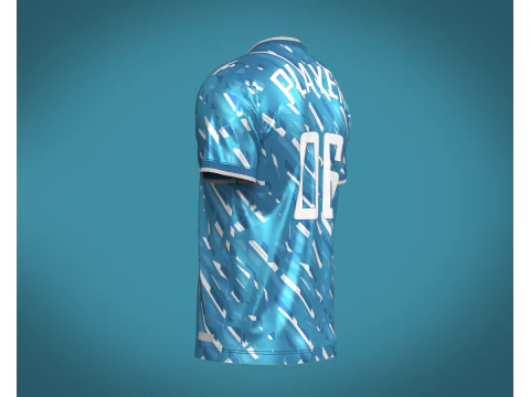Soccer Blue And White Stripe jersey Player-06 3D Model